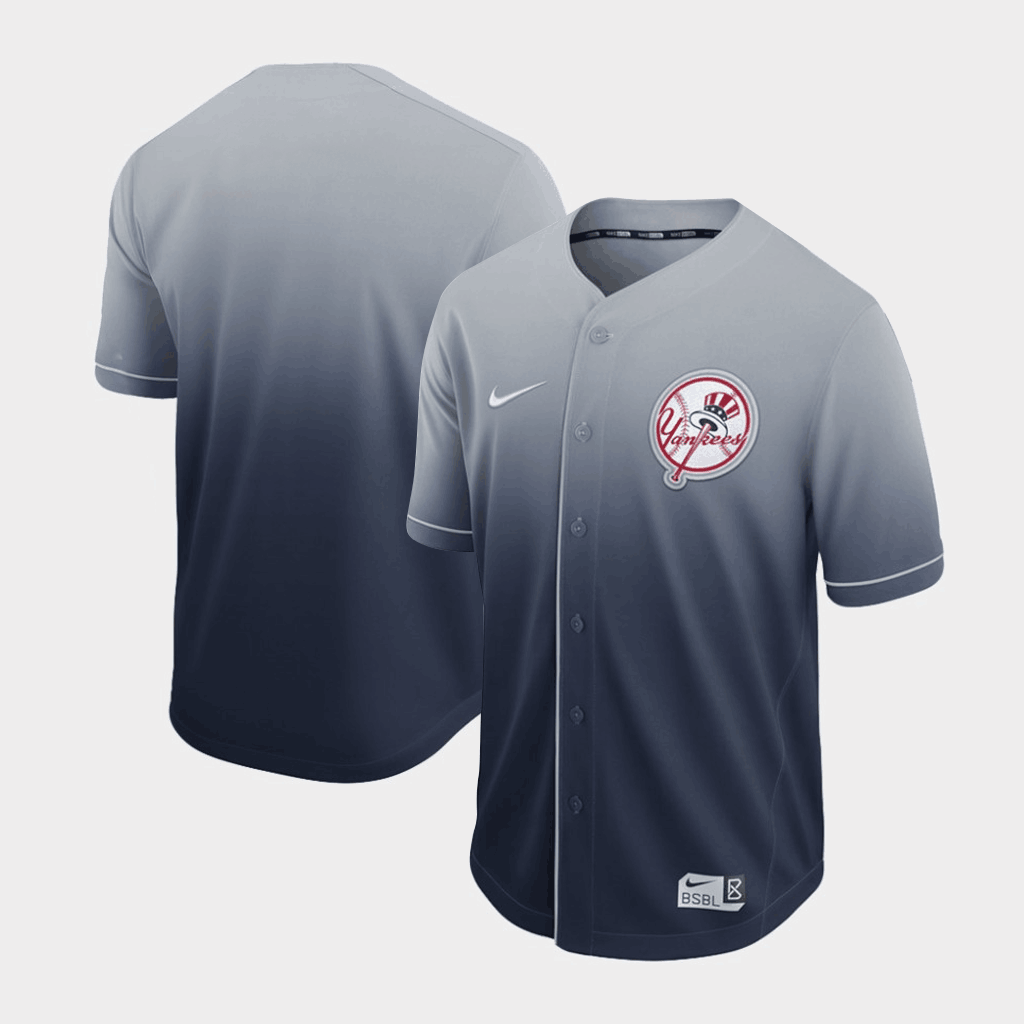 Men New York Yankees Blank Grey Nike Fade MLB Jersey->new york yankees->MLB Jersey